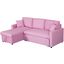 Paisley Pink Linen Fabric Reversible Sleeper Sectional Sofa With Storage Chaise