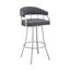 Palmdale 26 Inch Swivel Slate Gray Faux Leather and Silver Metal Bar Stool