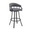 Palmdale 30 Inch Swivel Slate Gray Faux Leather and Black Metal Bar Stool