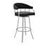 Palmdale Swivel Modern Black Faux Leather 26 Inch Barstool In Brushed Stainless Steel Finish