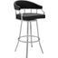 Palmdale Swivel Modern Black Faux Leather 30 Inch Barstool In Brushed Stainless Steel Finish