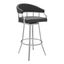 Palmdale Swivel Modern Slate Gray Faux Leather 26 Inch Barstool In Brushed Stainless Steel Finish