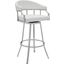 Palmdale Swivel Modern White Faux Leather 30 Inch Barstool In Brushed Stainless Steel Finish