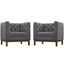 Panache Living Room Set Upholstered Fabric Set of 2 In Gray