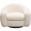 Pascal Swivel Chair in Bone Boucle Textured Fabric with Contoured Arms and Back