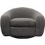Pascal Swivel Chair in Charcoal Boucle Textured Fabric with Contoured Arms and Back
