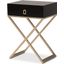 Patricia Modern and Contemporary Black Finished Wood and Brass-Tone Metal 1-Drawer Nightstand