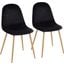 Pebble Contemporary Chair In Natural Wood Metal And Black Velvet - Set Of 2