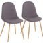Pebble Contemporary Chair In Natural Wood Metal And Charcoal Fabric - Set Of 2
