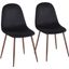 Pebble Contemporary Chair In Walnut Metal And Black Velvet - Set Of 2