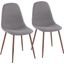 Pebble Contemporary Chair In Walnut Metal And Charcoal Fabric - Set Of 2