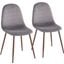 Pebble Contemporary Chair In Walnut Metal And Grey Velvet - Set Of 2