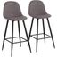 Pebble Mid-Century Modern Barstool In Black Metal And Charcoal Fabric - Set Of 2