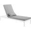 Perspective White and Gray Cushion Outdoor Patio Chaise Lounge Chair