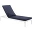Perspective White Navy Cushion Outdoor Patio Chaise Lounge Chair