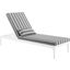 Perspective White Striped Gray Cushion Outdoor Patio Chaise Lounge Chair