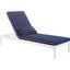 Perspective White Striped Navy Cushion Outdoor Patio Chaise Lounge Chair