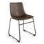 Petra Vegan Leather Side Chairs with Black Legs Set of 2 In Dark Brown