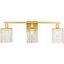 Phineas 3 Light Brass And Clear Crystals Wall Sconce