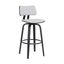 Pico 26 Inch Swivel Black Wood Counter Stool In Light Gray Fabric with Black Metal