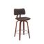 Pico 26 Inch Swivel Walnut Wood Counter Stool In Brown Faux Leather with Chrome