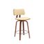 Pico 26 Inch Swivel Walnut Wood Counter Stool In Cream Faux Leather with Chrome