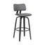 Pico 30 Inch Swivel Black Wood Bar Stool In Gray Faux Leather with Black Metal