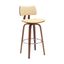 Pico 30 Inch Swivel Walnut Wood Bar Stool In Cream Faux Leather with Chrome