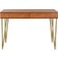 Pine Natural and Gold 2-Drawer Desk