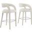 Pinnacle Boucle Upholstered Bar Stool Set of 2 In Ivory and Silver