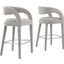 Pinnacle Boucle Upholstered Bar Stool Set of 2 In Silver