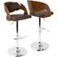 Pino Mid-Century Modern Adjustable Barstool With Swivel In Walnut And Brown Faux Leather