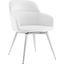 Pirouette Arm Dining Chair In White Pu With Swivel Polished Stainless Steel Base