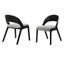 Polly Mid-Century Gray Upholstered Dining Chair Set of 2 In Black Finish