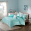 Polyester Brushed Microfiber Printed Twin Comforter Set In Aqua/Silver