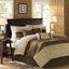Polyester Faux Suede Pieced And Pintuck 7Pcs Full Comforter Set In Natural