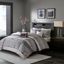 Polyester Jacquard 7Pcs King Comforter Set In Grey/Taupe