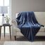 Polyester Knitted Microlight And Berber Solid Heated Throw In Indigo