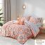 Polyester Microfiber Printed 7Pcs Twin Comforter Set In Coral