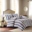 Polyester Print Brushed Faux Fur Queen Comforter Set In Grey