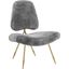 Ponder Gray Upholstered Sheepskin Fur Lounge Chair