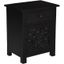 Porter Designs Bali Solid Hand Carved Wood Nightstand In Black