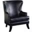 Porter Designs Grant Crackle Leather Wingback Accent Chair In Black