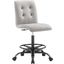 Prim Armless Vegan Leather Drafting Chair In Black Light Gray
