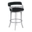 Prinz 30 Inch Bar Height Swivel Black Faux Leather and Brushed Stainless Steel Bar Stool