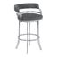 Prinz 30 Inch Bar Height Swivel Gray Faux Leather and Brushed Stainless Steel Bar Stool