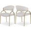Privet Linen Textured Fabric Dining Chair Set of 2 In Beige