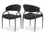Privet Linen Textured Fabric Dining Chair Set of 2 In Black