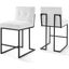 Privy Black and White Black Stainless Steel Upholstered Fabric Counter Stool Set of 2