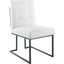 Privy Black and White Black Stainless Steel Upholstered Fabric Dining Chair